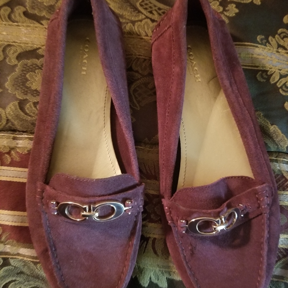 Coach flat loafer shoes. Wine in color. $30. size 9. Great condition